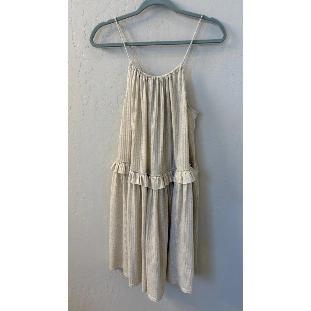 Free People Beach Rosaline Tunic Dress Beige Coastal Summer‎ Sz M